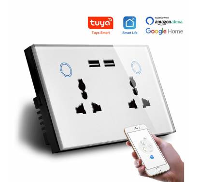 2-GANG multi-function socket with USB ports